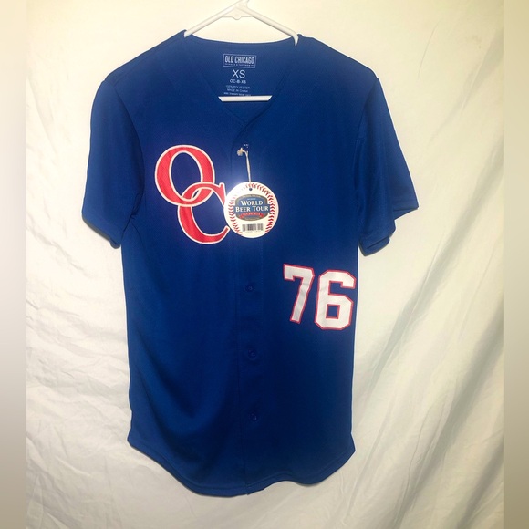 Unisex Size XS Old Chicago World Beer Tour Button Up Baseball Jersey.BlueInColor - Picture 1 of 7
